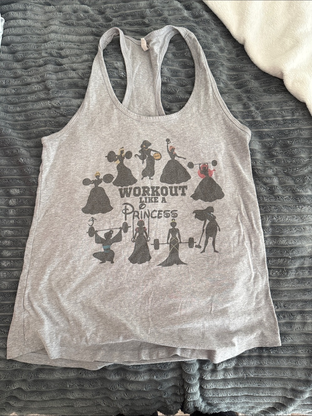 Workout Like a Princess Gray Women's Racerback Tank Top